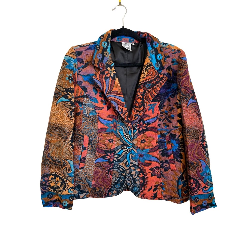 Parsley & Sage Tapestry Blazer Jacket Floral Paisley Patchwork Multi Medium